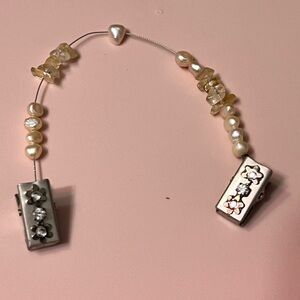 1950’s Daisy rhinestone pearl and citrine sweater clip